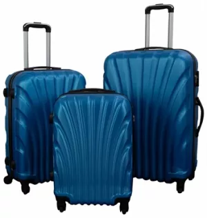 13: Kuffertsæt - 3 Stk. Hardcase kufferter - Blå Musling