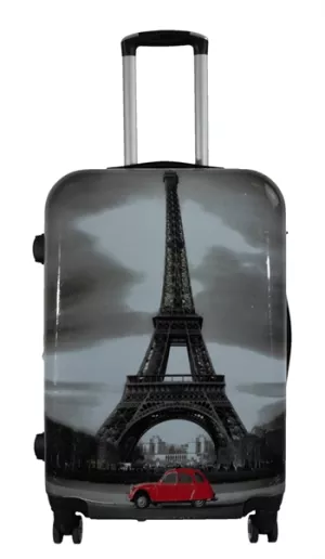 8: Kuffert - Hardcase kuffert - Str. Medium - Kuffert med motiv - Eiffeltårnet - Eksklusiv letvægt rejsekuffert