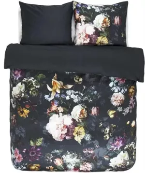 15: Blomstret sengetøj 200x200 cm - Fleur Nightblue - Blåt sengetøj - 2 i 1 design - 100% bomuldssatin - Essenza