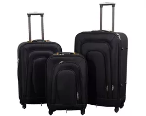4: Kuffertsæt - 3 Stk. - Softcase kufferter - Kraftigt nylon - Praktiske rejsekufferter - Sort