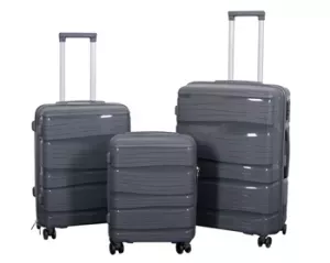 15: Kuffertsæt - 3 Stk. - Letvægts kufferter - Polypropylen - Waves - Gråt kuffertsæt
