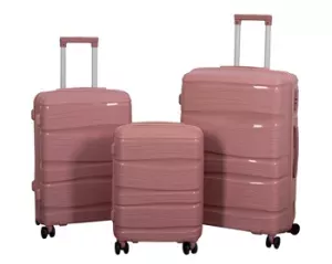 14: Kuffertsæt - 3 Stk. - Letvægts kufferter - Polypropylen - Waves - Rosa kuffertsæt