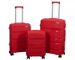 16: Kuffertsæt - 3 Stk. - Letvægts kufferter - Polypropylen - Waves - Rødt kuffertsæt