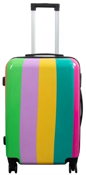 6: Kuffert - Hardcase kuffert - Str. Medium - Kuffert med motiv - Regnbue Striber - Eksklusiv letvægt rejsekuffert