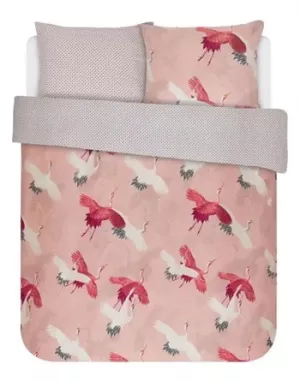 2: Essenza sengetøj - 140x200 cm - Crane Rosa - Vendbar dynebetræk - 100% Bomuldssatin sengetøj