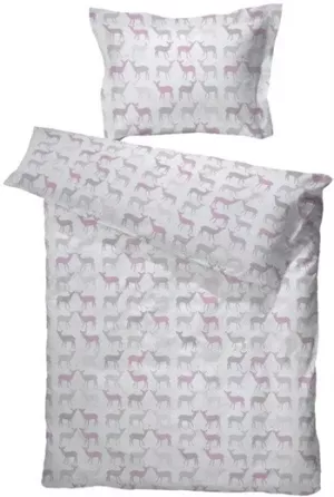9: Juniorsengetøj 80x100 cm - Lille hjort Rosa - 100% bomuld - Borås Cotton sengesæt