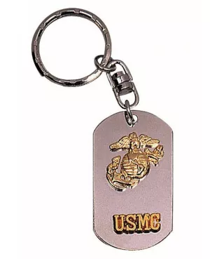 9: Rothco Dog Tag Nøglering m. USMC Våbenskjold (Stål, One Size)