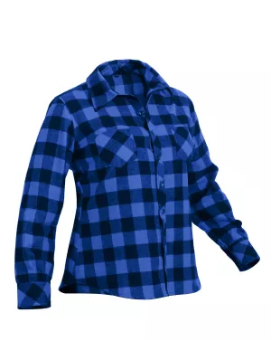 6: Rothco Plaid Flannel Skjorte (Blå, S)