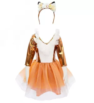 8: Great Pretenders Udklædning - Prinsessekjole Ræv - Orange - 5-6 år (110-116) - Great Pretenders Udklædning