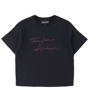 5: Emporio Armani T-Shirt - Sort m. Pink/Similisten - 8 år (128) - Emporio Armani T-Shirt