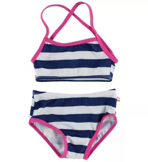3: Katvig Classics Bikini - UV50+ - Navy/Hvidstribet m. Pink Kant - 80/86 - Katvig Bikini