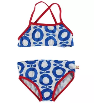 4: Katvig Classics Bikini - UV50+ - Hvid/Rød m. Blå Æbler - 80/86 - Katvig Bikini