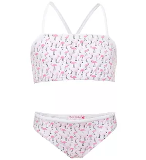 5: Petit Crabe Bikini - Louise - UV50+ - Hvid m. Flamingo - 3-4 år (98-104) - Petit Crabe Bikini