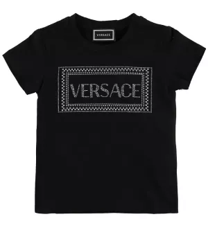 6: Versace T-shirt - Sort m. Similisten - 6 år (116) - Versace T-Shirt