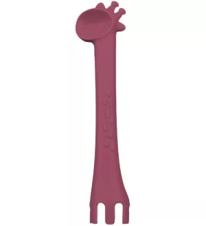 10: Ske og gaffel 2-i-1 i silikone fra Tint Tot - Berry