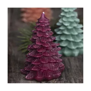 4: Stearinlys juletræ - bordeaux - Ib Laursen H: 12,5 cm